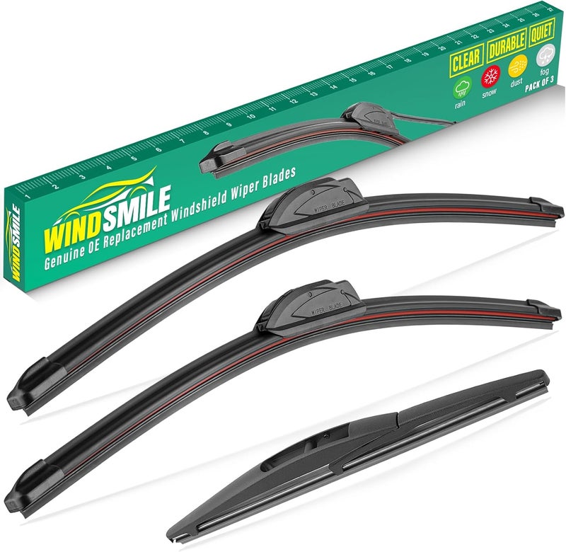 WINDSMILE 26" 18" 10" Windshield Wiper Blades Replacement for Honda HRV HR-V 2016 2017 2018 2019 2020 2021 2022 Premium All Weather Front Rear Wipers Set - OEM Quality (Pack of 3) - Image 1